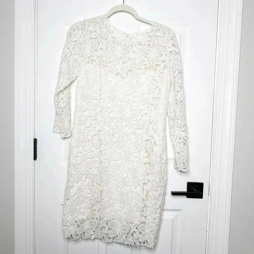 HEARTLOOM Revolve L Long Sleeve Lace‎ Sheath Dress Bridal Wedding Rececption - Image 2
