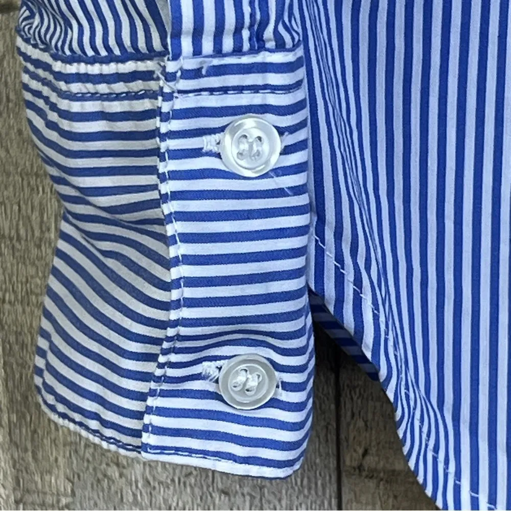 Premise Studio Size 12 Blue White Striped Button Front Long Sleeve w/But… - Image 3