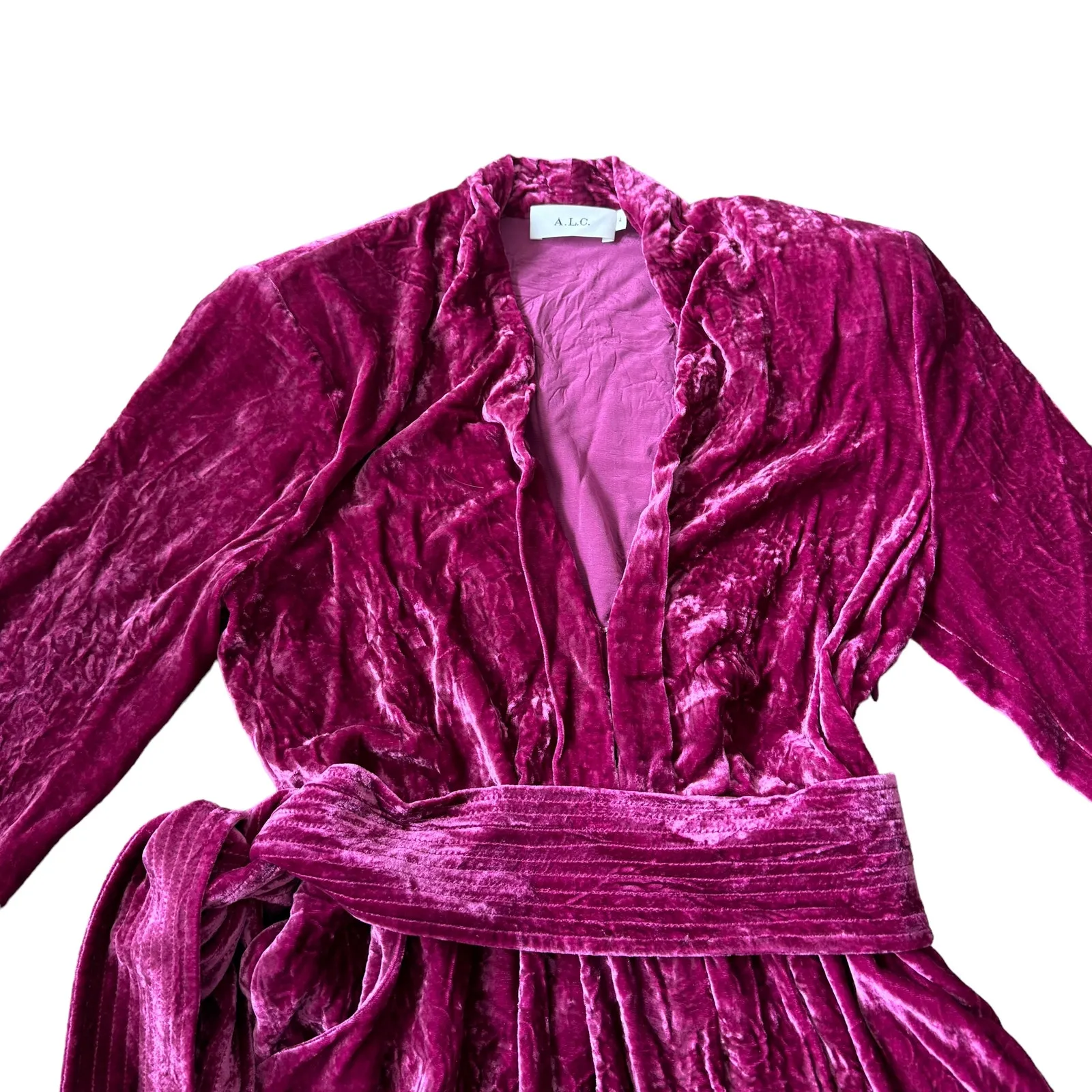 ALC Pink Crushed Velvet Mini Dress - Image 9