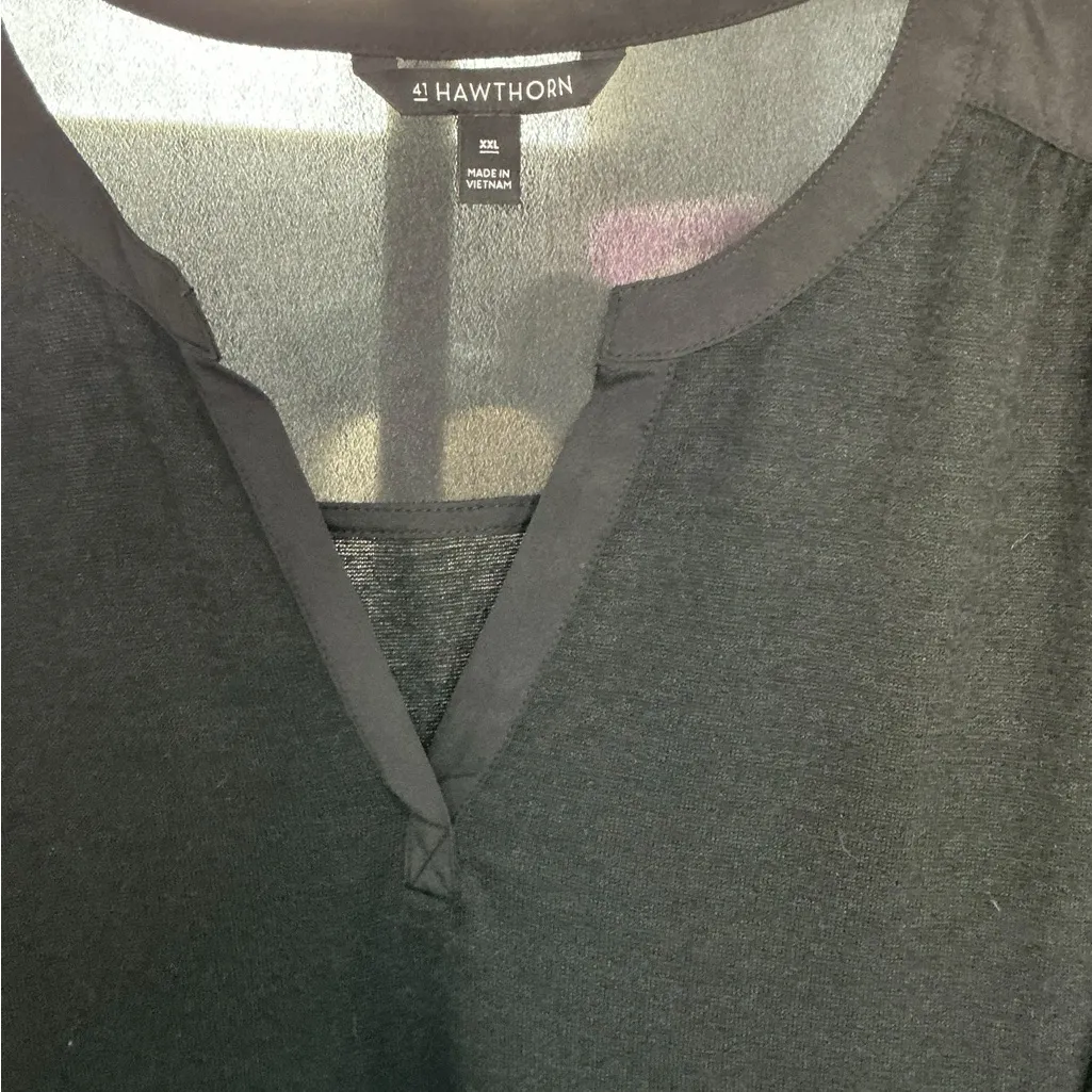 41 Hawthorn Charcoal Split Neck Blouse Black Size XXL - Image 4