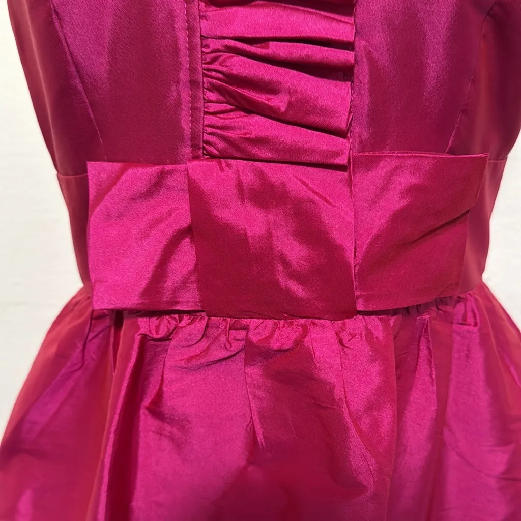 Alfred Sung Women size 2 Dress Midi Halter Pink cerise Fit Flare homecoming wedd - Image 3