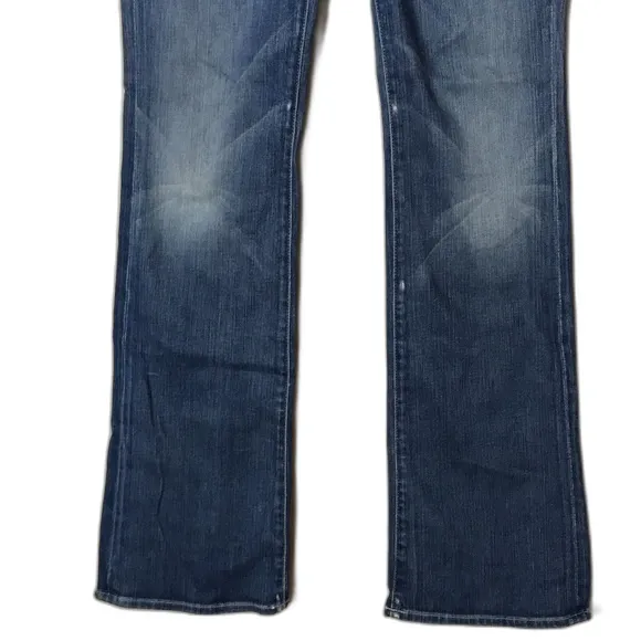 7 for all mankind distressed medium wash bootcut denim long denim jeans size 28 - Image 4