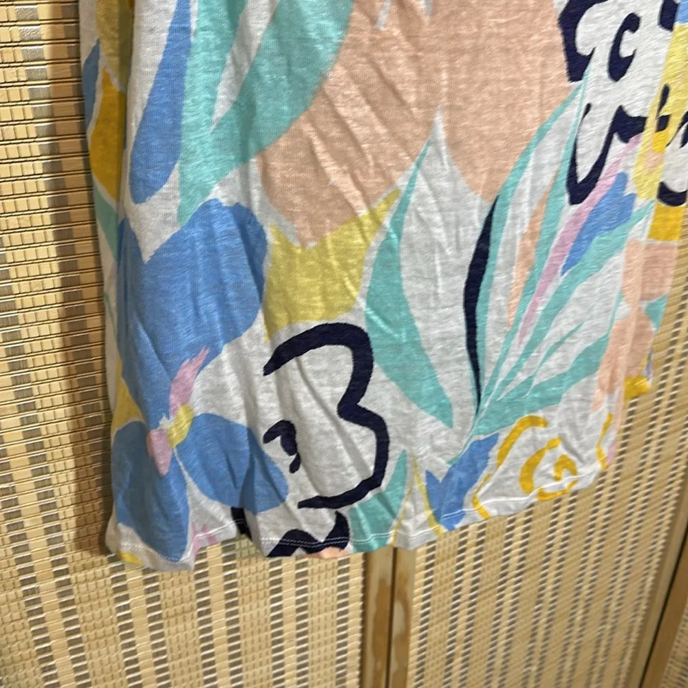 Rachel Zoe Abstract Floral Print Multicolored 100% Linen Tank Top Size XL NWT - Image 6