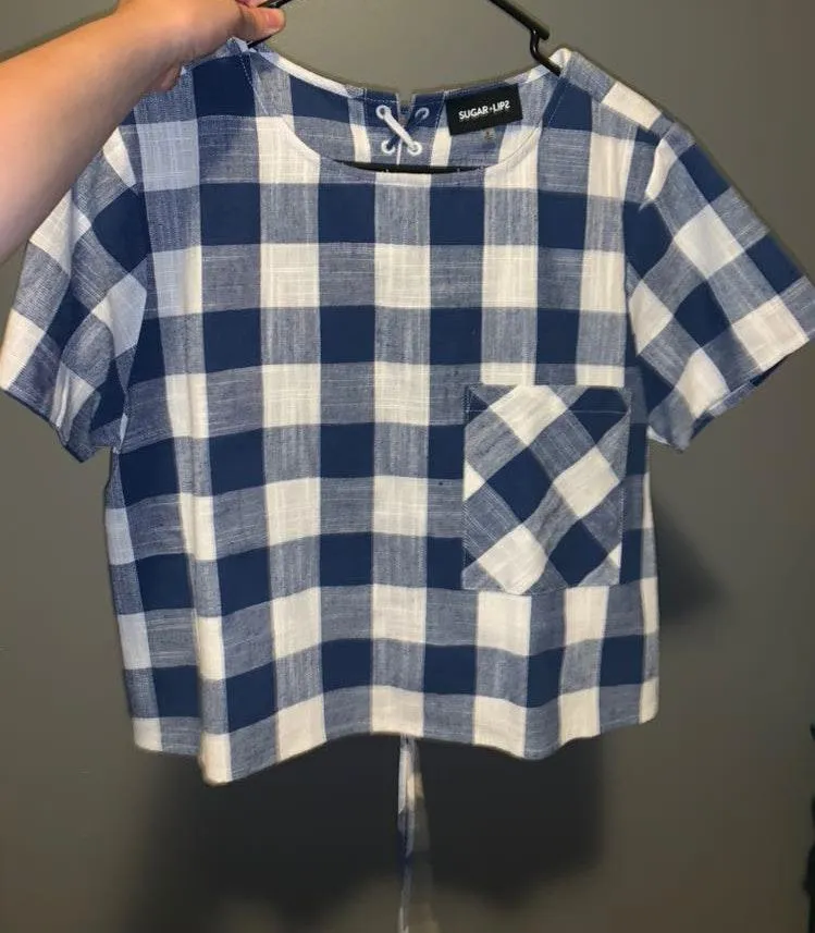 VICI Blue And White Checkered Top - Image 4