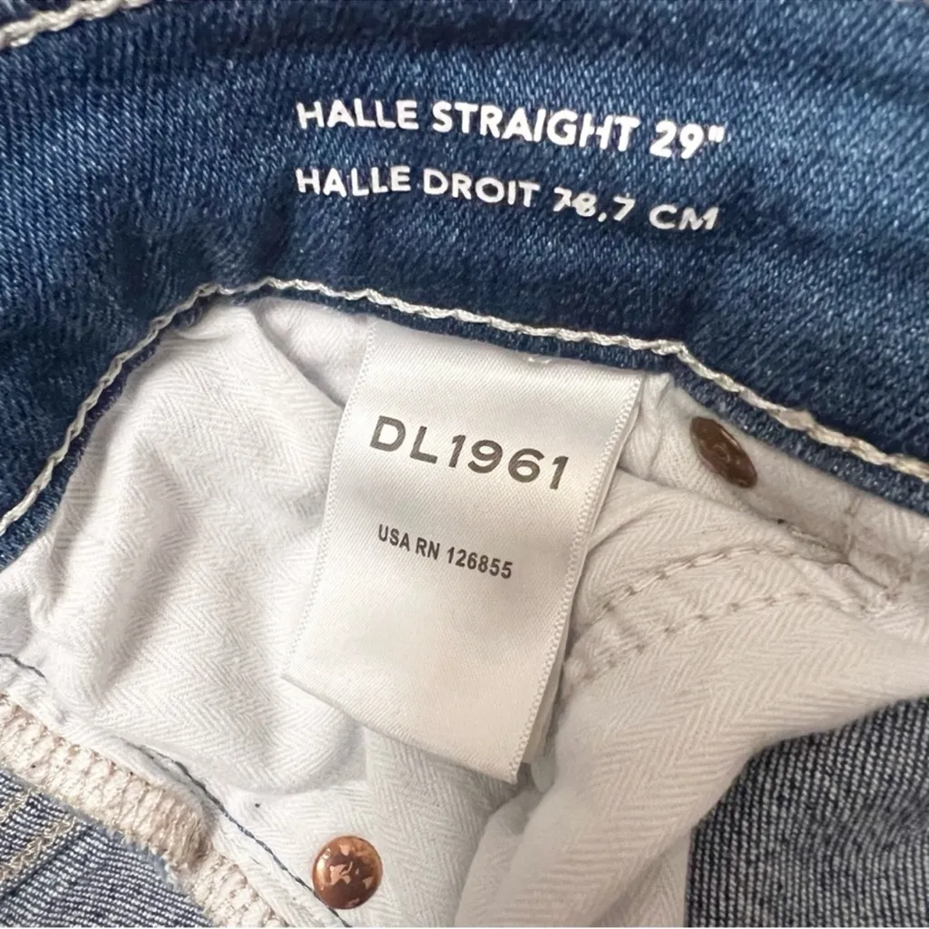 DL1961 Halle Straight High Rise Instasculpt Jeans Size 32 Medium Blue Wash - Image 12