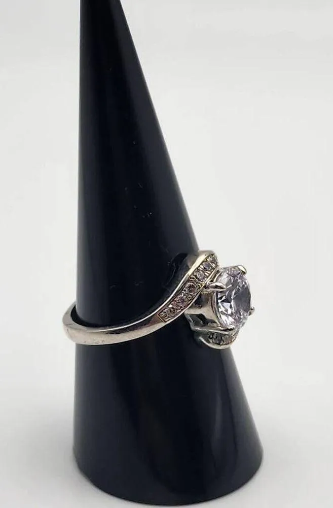 Fragrant Jewels April Birthstone Silver Tone CZ Bypass Ring (9) - Image 3