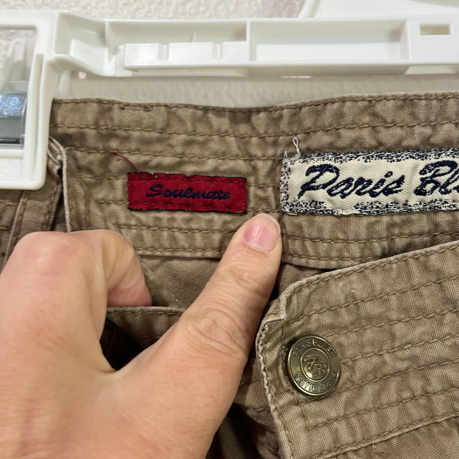 Y2K Paris Blue Low Rise Wide Leg Tan SoulMate Buckle Hem Pants Size 1 - Image 5