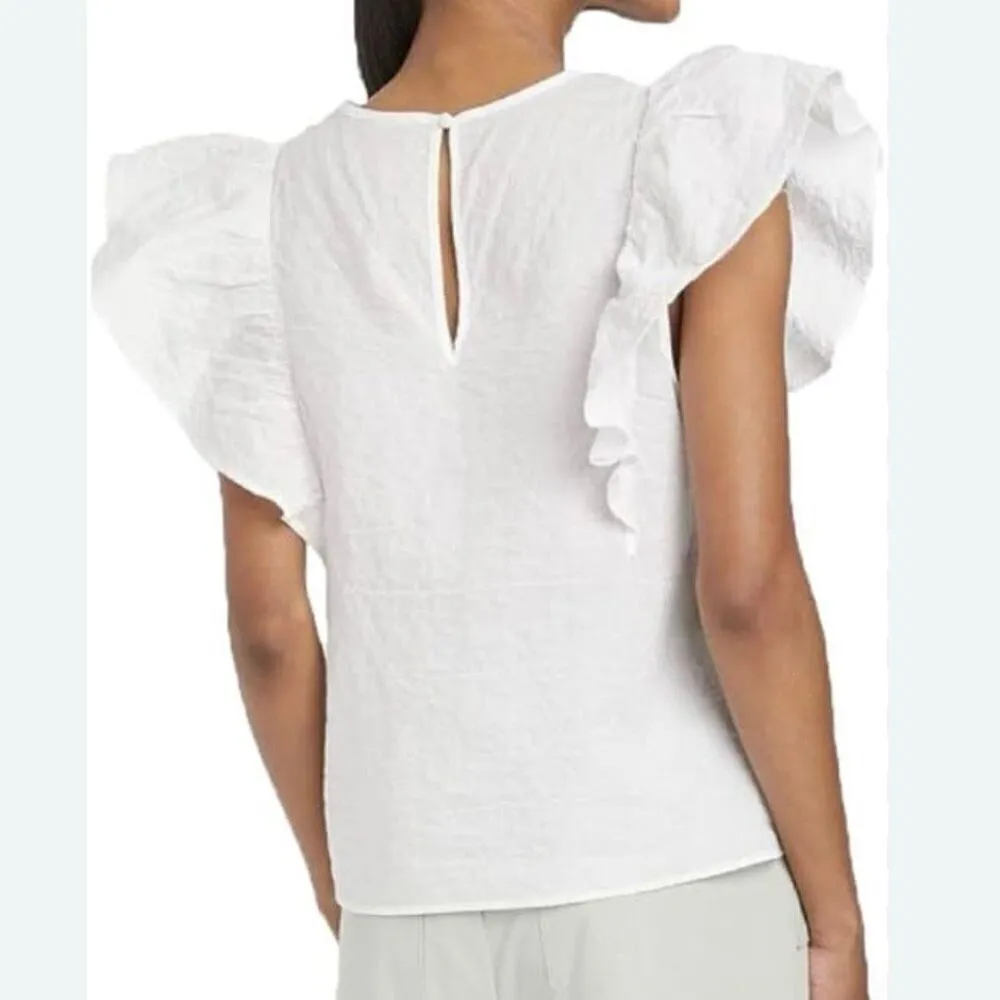A New Day white ruffled sleeve popover top small - Image 2