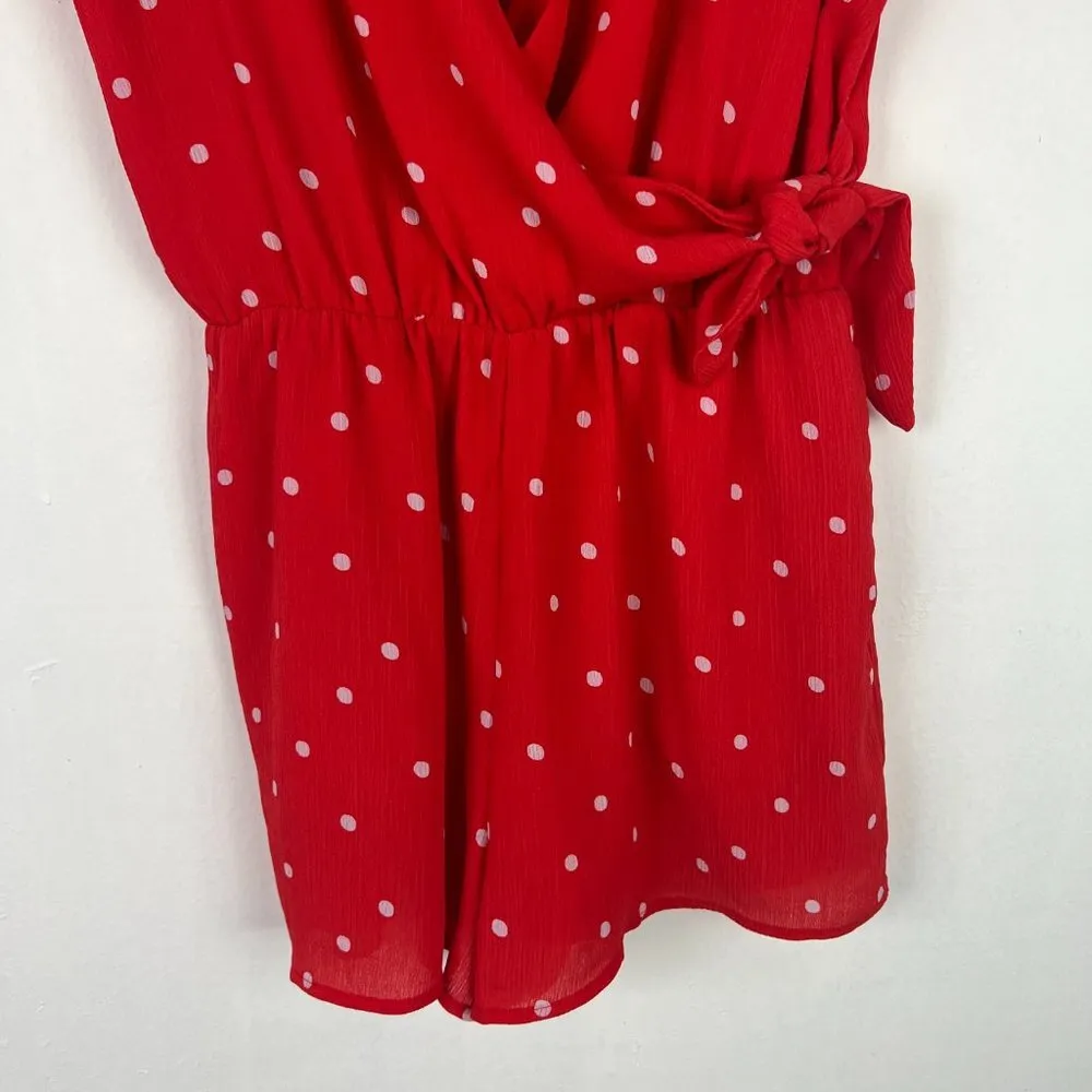 Polka Dot Tie Romper Lipstick Red Size Small S EUC L2611 - Image 4