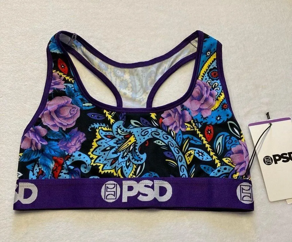 NWT PSD Sports Bra Purple Blue Paisley and Roses Small - Image 2