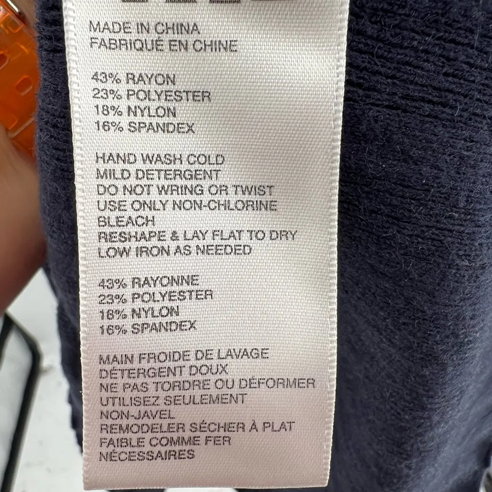 Free People Lottie short sleeve mock neck fit flare navy sweater dress L casual - Image 8