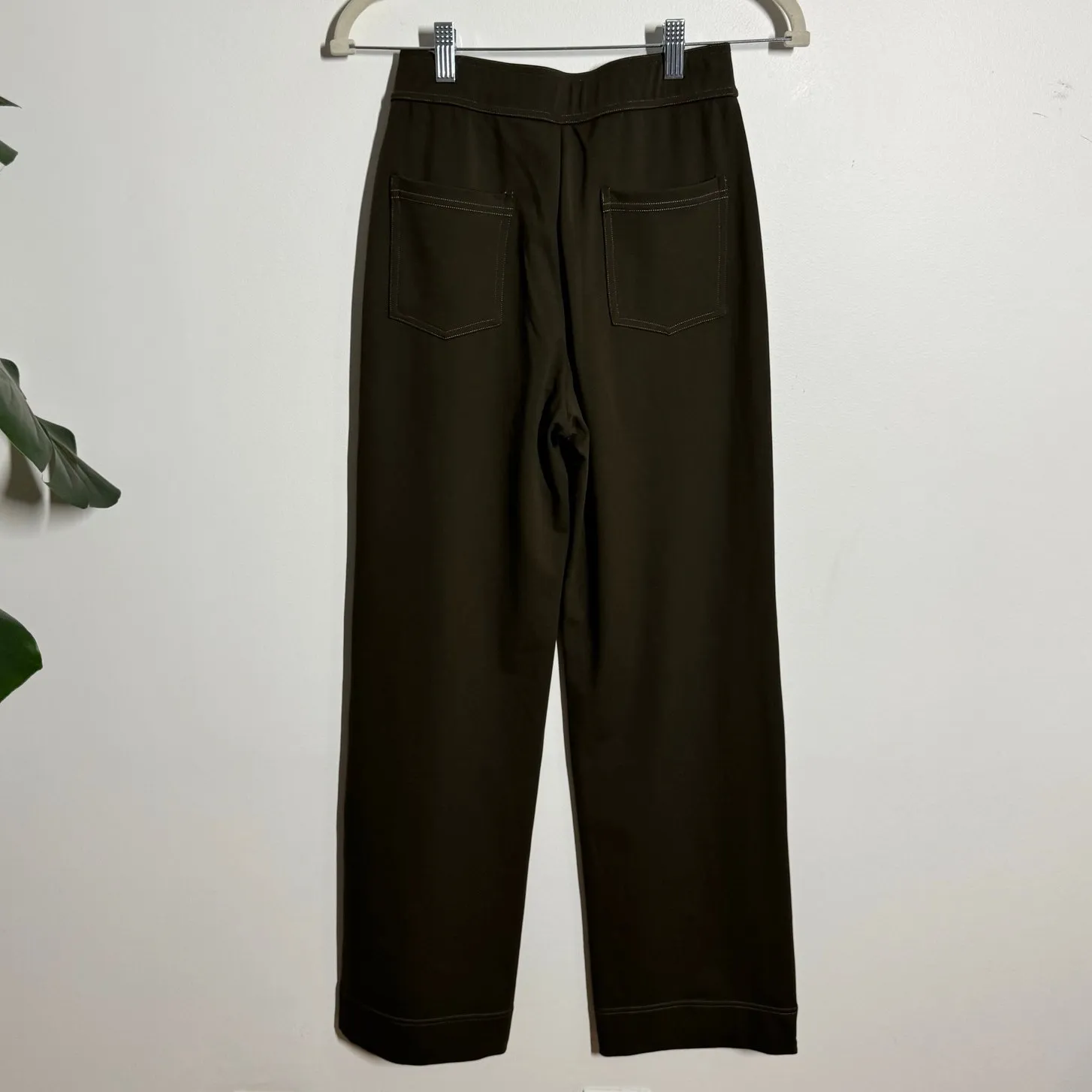 Halara High Waisted Straight Leg Button Pants XS Olive Green Forest Night NWT - Image 2