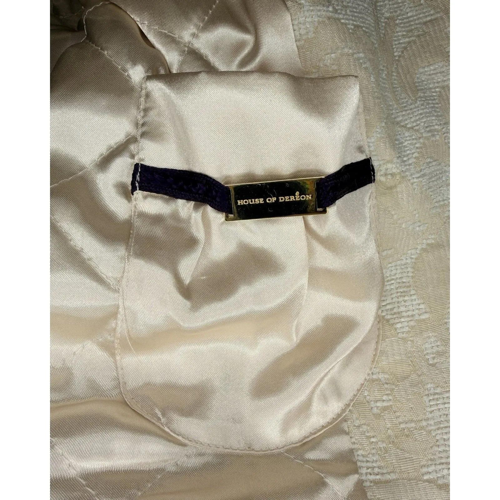 House of Deréon Beyoncé Vintage Y2K Cropped Brocade Fur Trim Jacket Sz M EUC! Size M - Image 4