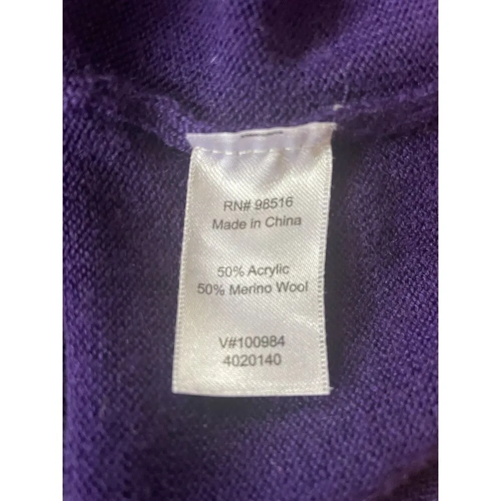 Coldwater Creek Purple Wool Blend Boatneck Cropped Sleeve Sweater Size 10-12 /M - Image 5