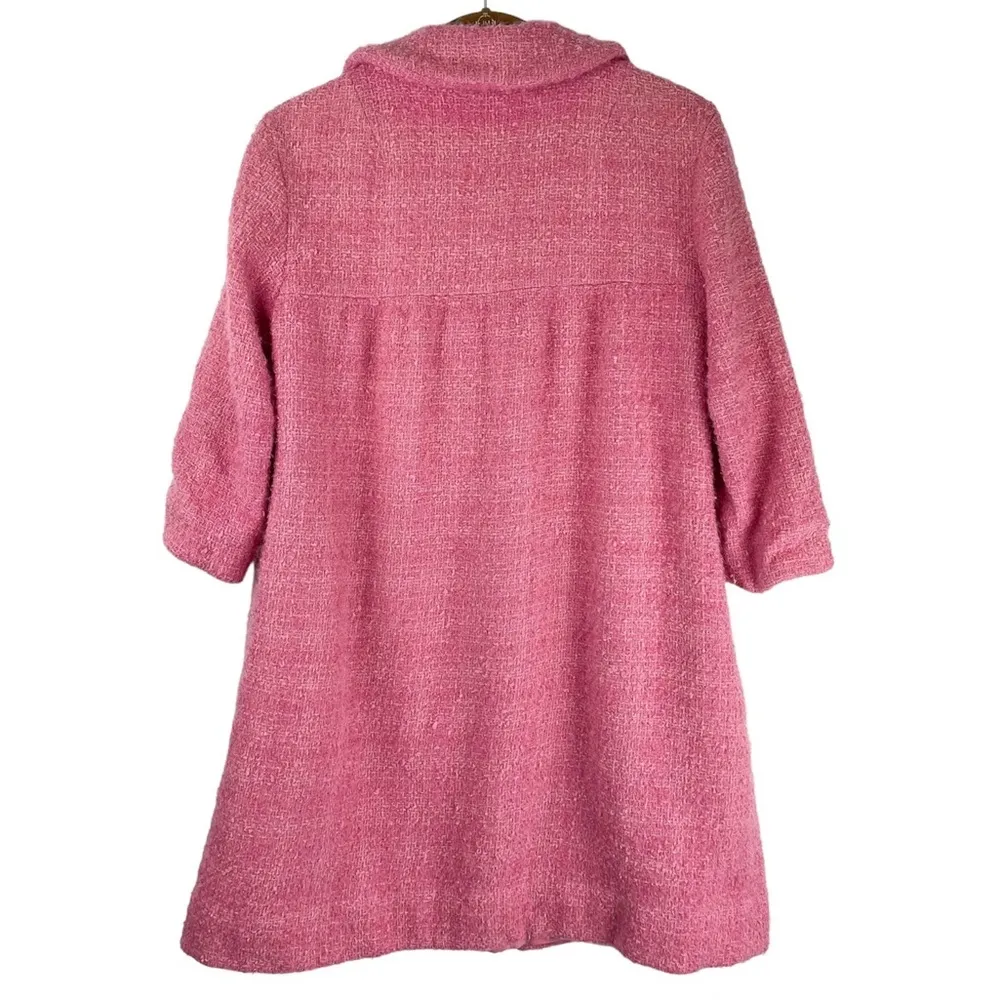 Vintage 50s 60s Pendleton Virgin Wool Swing Coat Pink Textured Tweed Button - Image 2