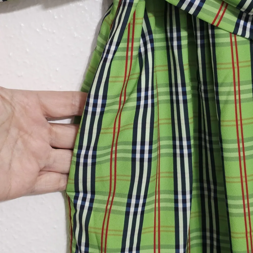 Gretchen Scott Breezy Blouson Sunshine Plaid Green Dress Size Small - Image 8