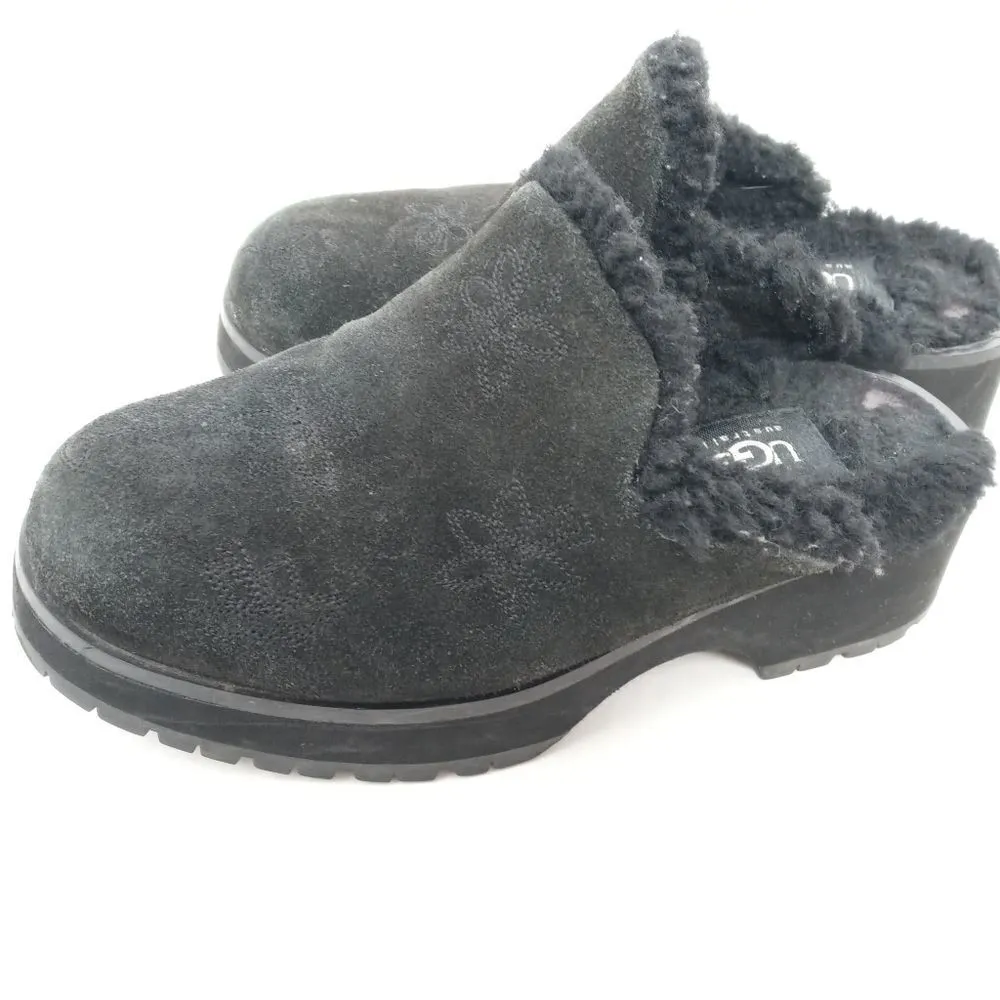 Ugg black suede mules with sherpa linings size 6 - Image 7