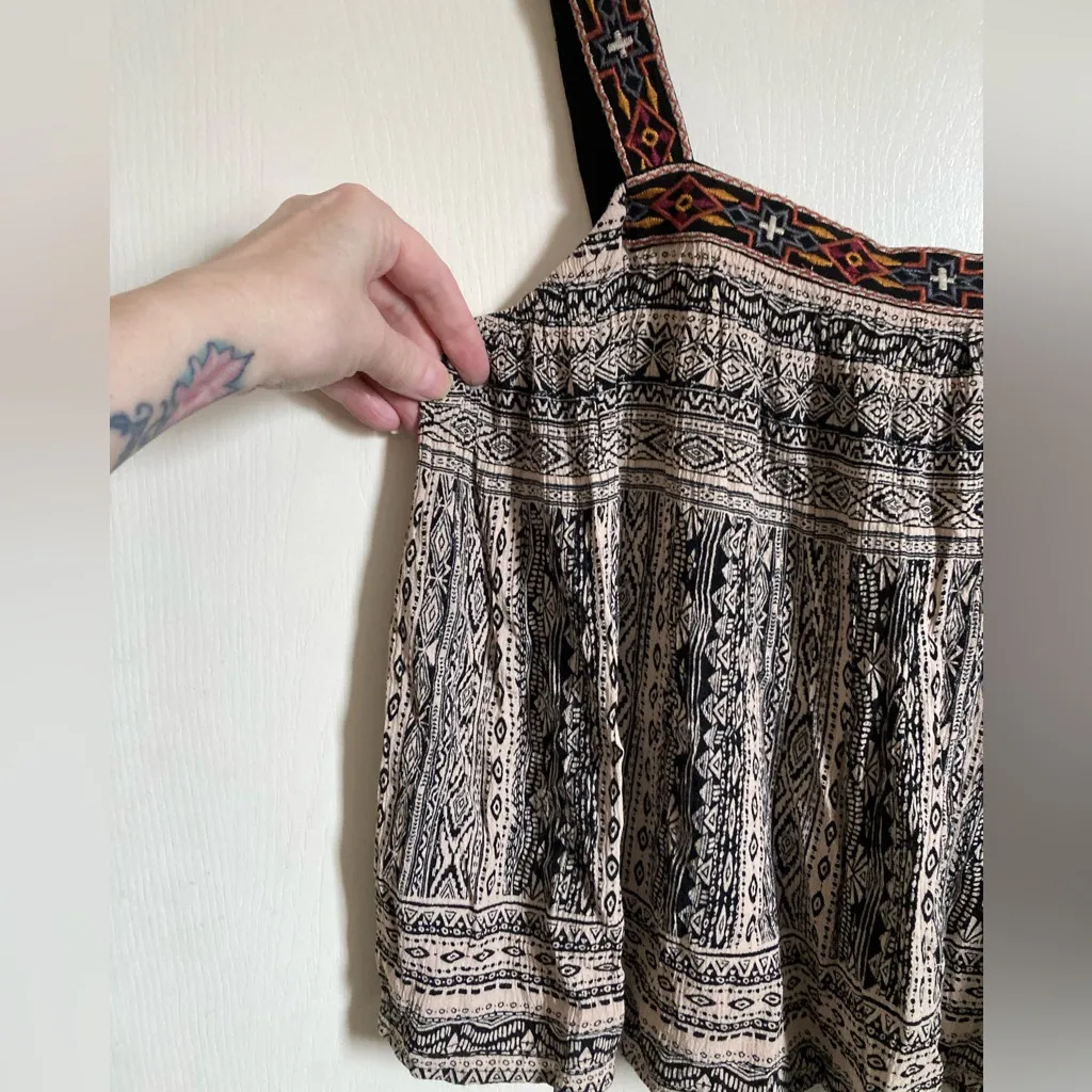 🌞Alya Cream Colored Southwest Embroidered Cropped Sleeveless Tank Blouse #Gr - Image 5