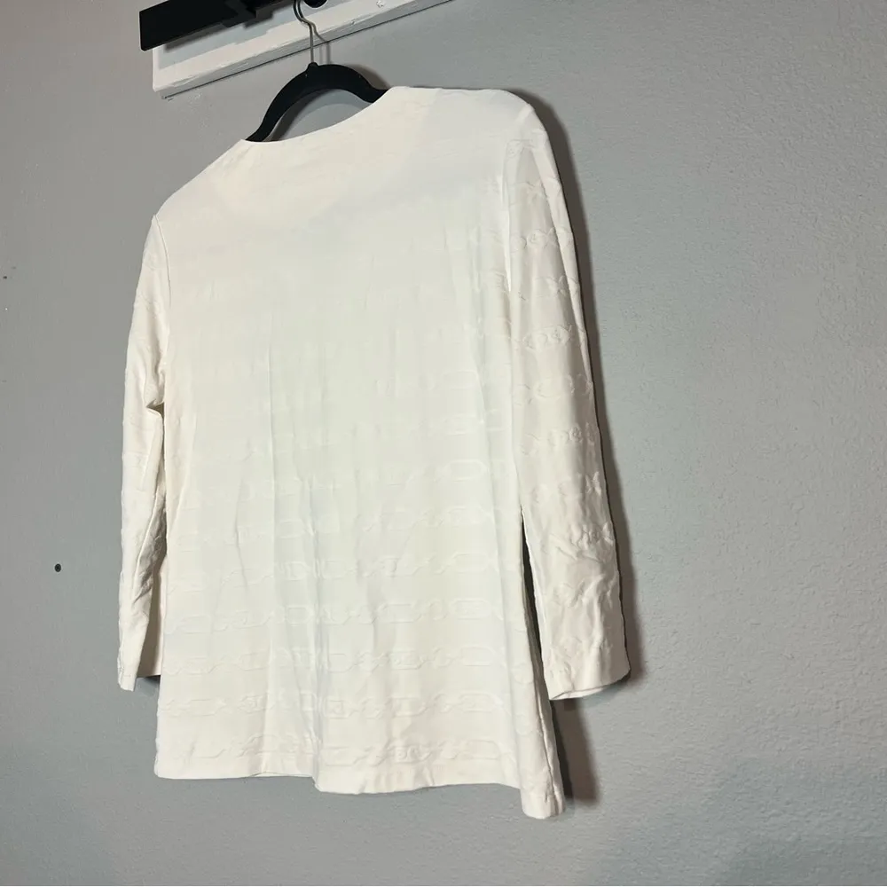 J. McLaughlin Top 3/4 Sleeve Catalina Cloth Signature Textured Chainlink Size M - Image 4