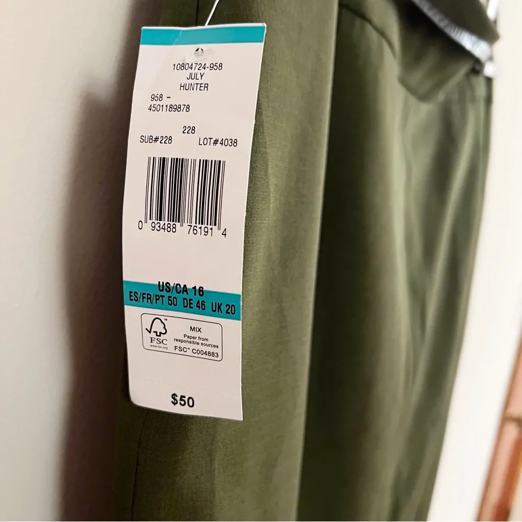 Black Label By Evan-Picone Hunter Green Pencil Skirt NEW Belt Size 16 - Image 6