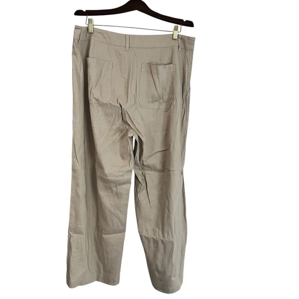 ANR Alp N Rock Britt Linen Wide Leg Pants XL Tan | Work Travel Coastal Chic - Image 6
