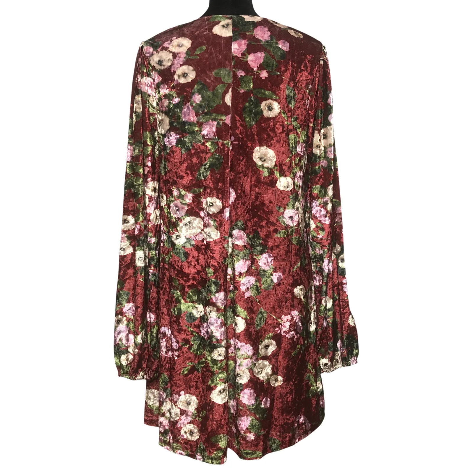 Loveriche Wine Mix Floral Velvet Dress - Size Medium - Image 7