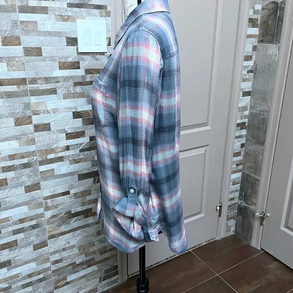 TOMMY Hilfiger women button down shirt top blouse plaid Sz M - Image 4