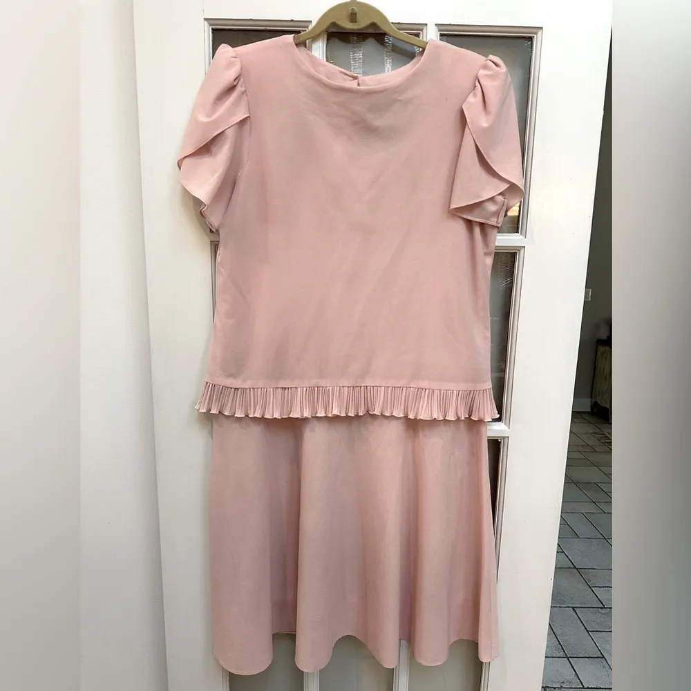 Vintage Boston Maid Light Blush Pink Flapper Ruffle Dress Women’s Size 12 Large - Image 11