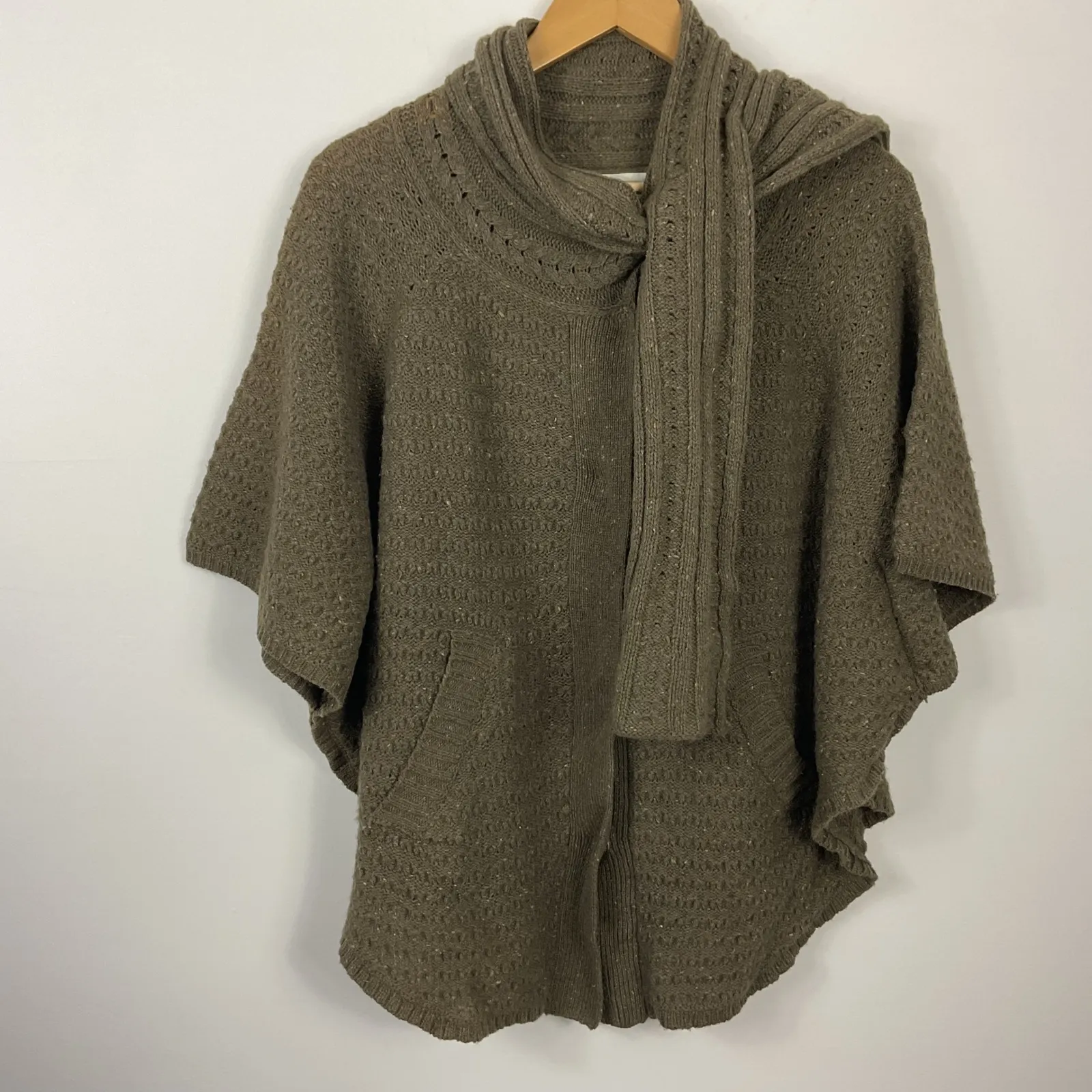 Sparrow Women's Wool Poncho Cape Scarf Sweater Size M Brown Size M - Image 2