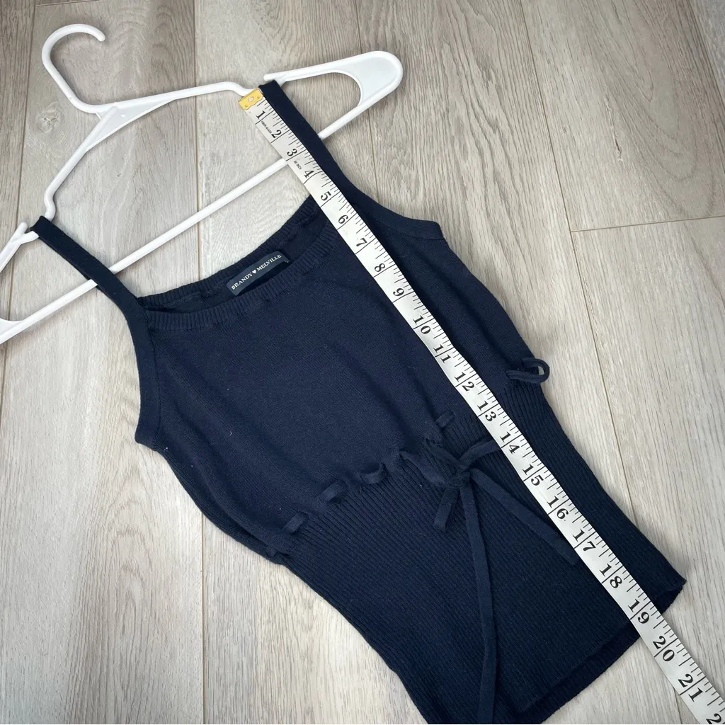 Brandy Melville Tank Top sandra knit ribbon womens Navy Blue (one size) coquette - Image 6