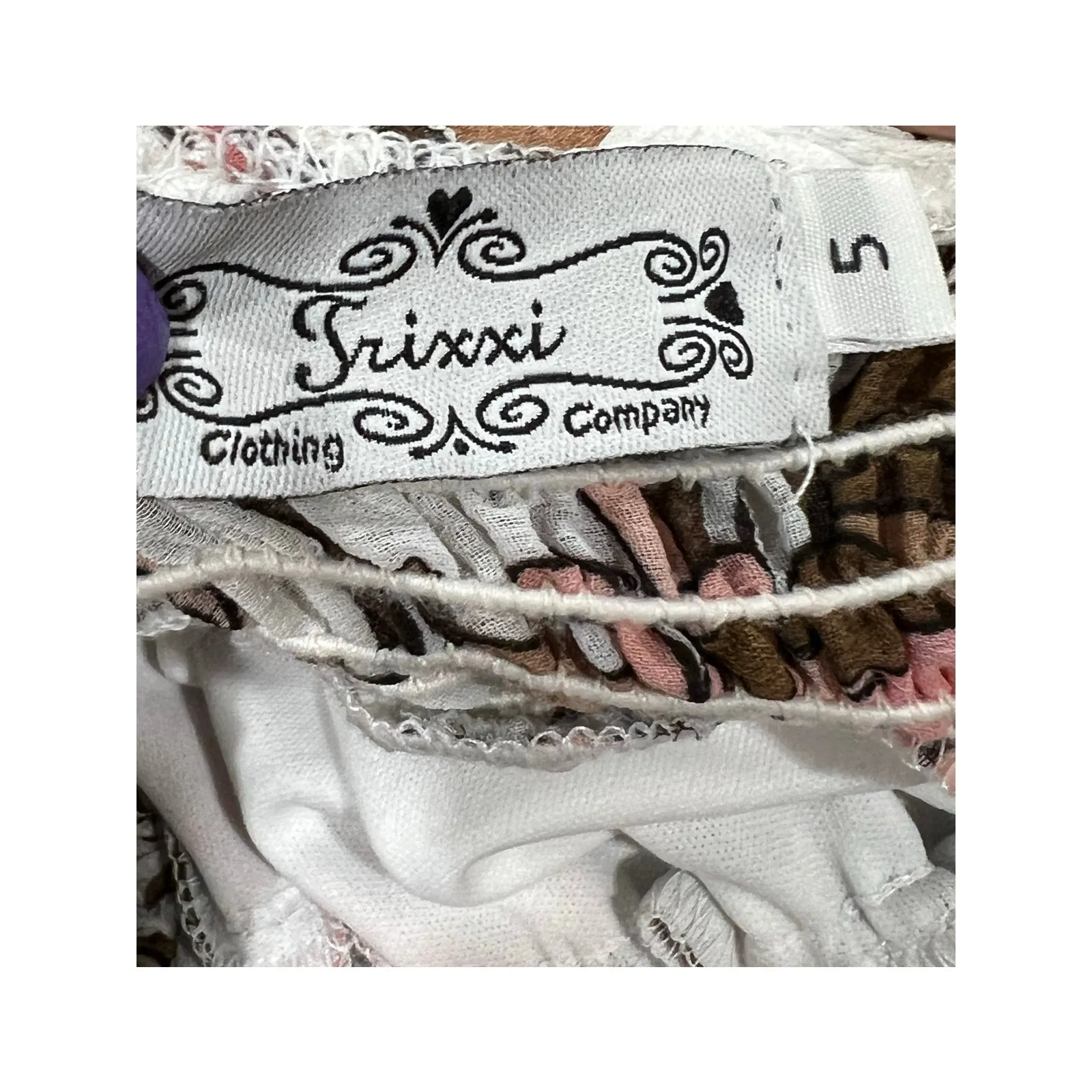 Trixxi Y2K Halter Dress 5 White Multi Floral Paisley Smocked Babydoll Boho Retro - Image 11