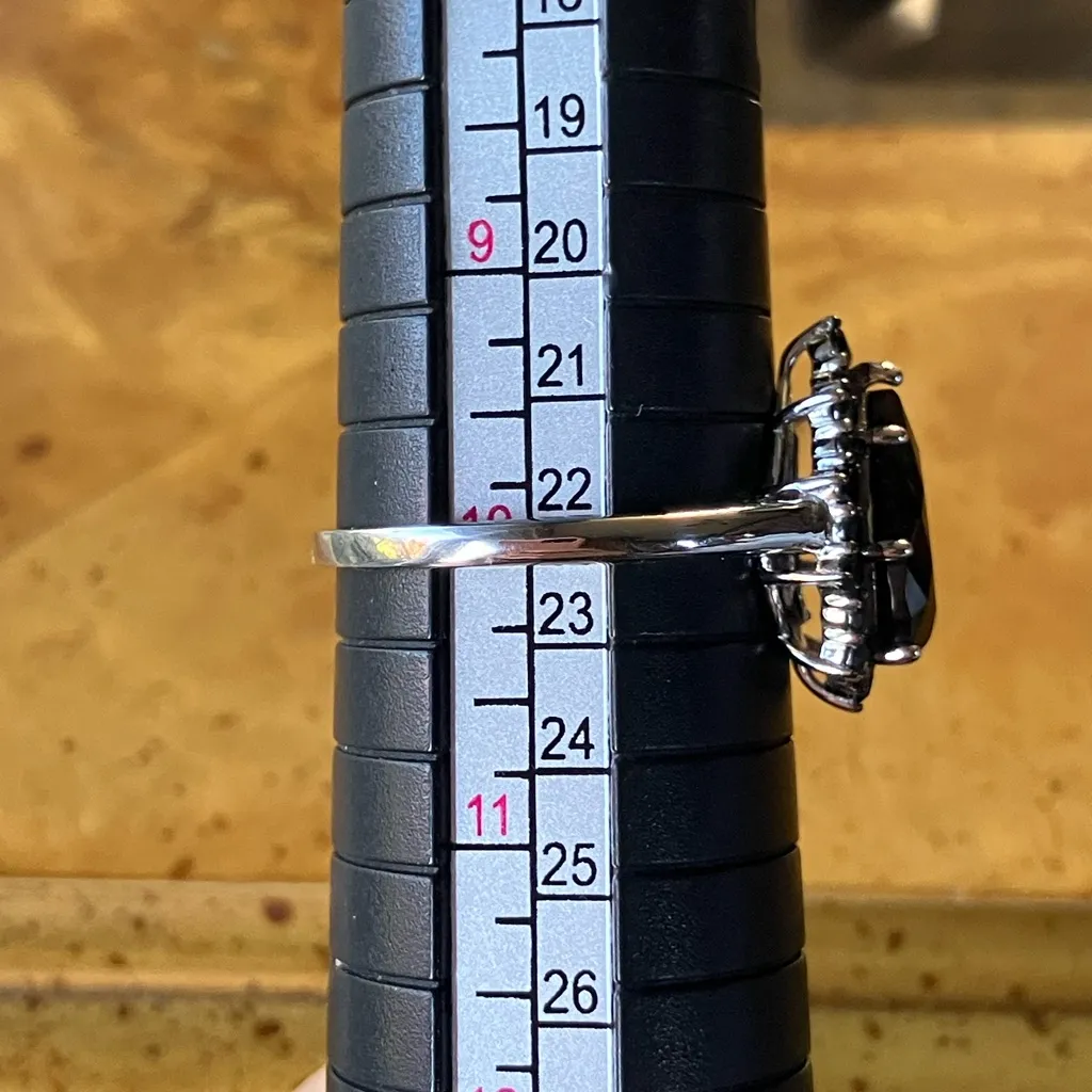 Natural Black Spinel Sterling Silver Ring Size 10 - Image 9