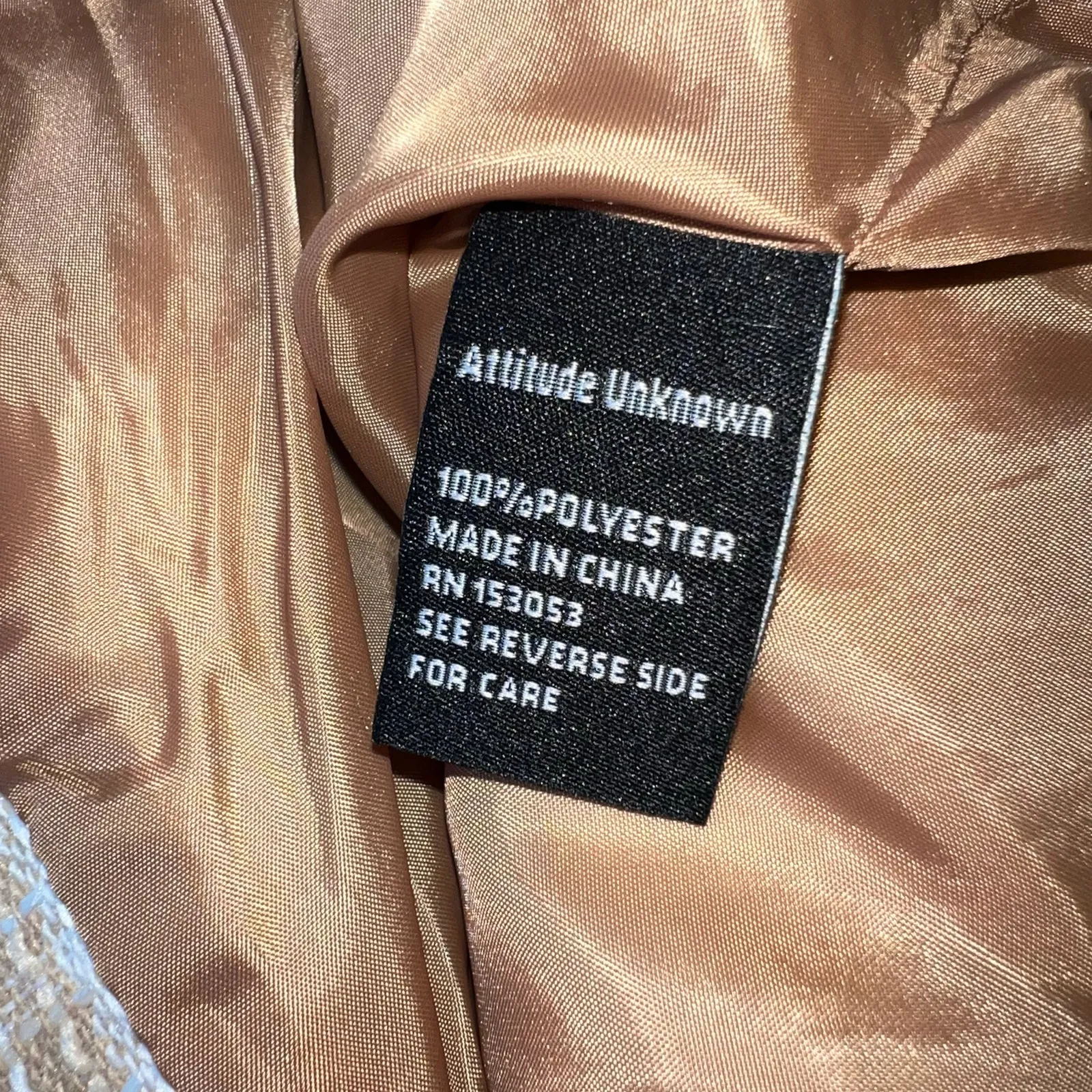 Attitude Unknown Womens Tweed Blazer Suit Jacket Khaki White Plaid Large Tan - Image 13