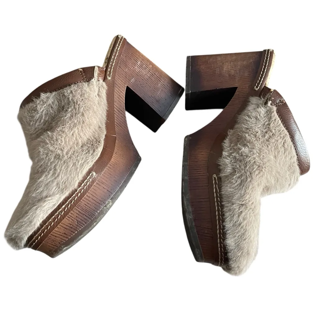 Korks Women's Lori Faux Fur Slip On Mule Clogs Tan Size 6 - Image 5