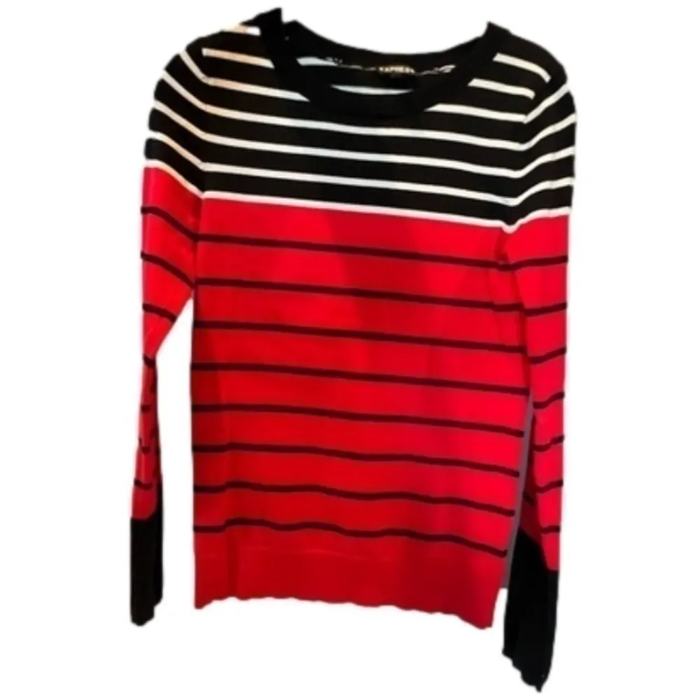 Red and Black Express Crewneck Thin Sweater, XS - Image 3