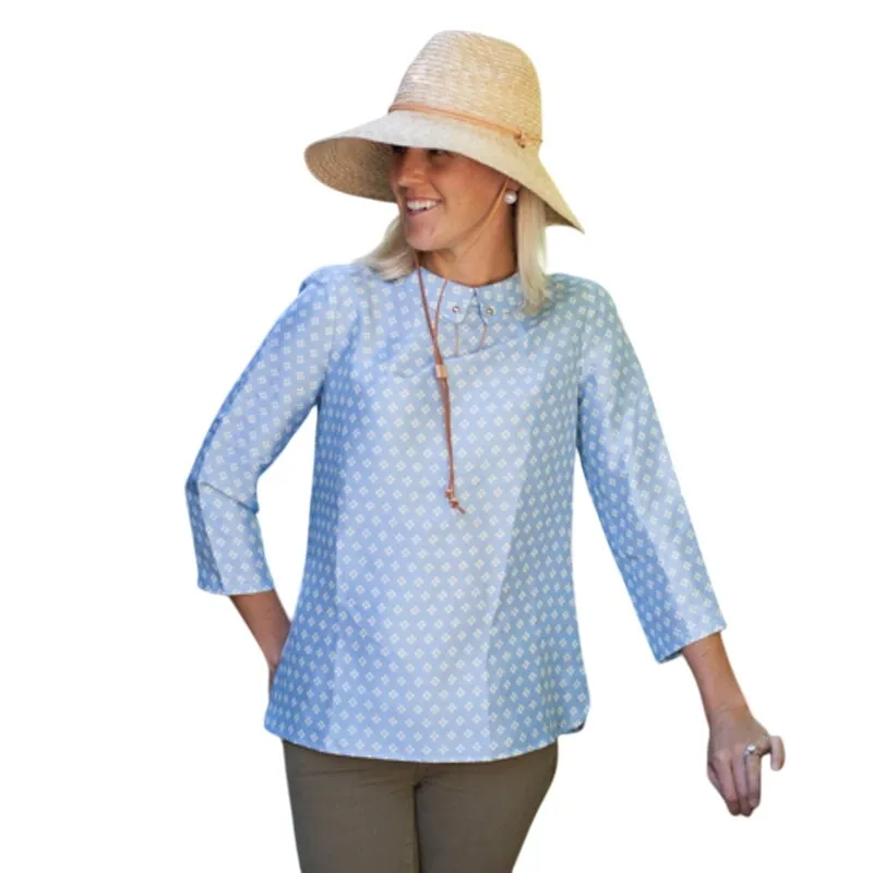 Devon Baer Top Women S Blue Fair Isle Print Peter Pan Collar Quite Luxury Preppy - Image 14