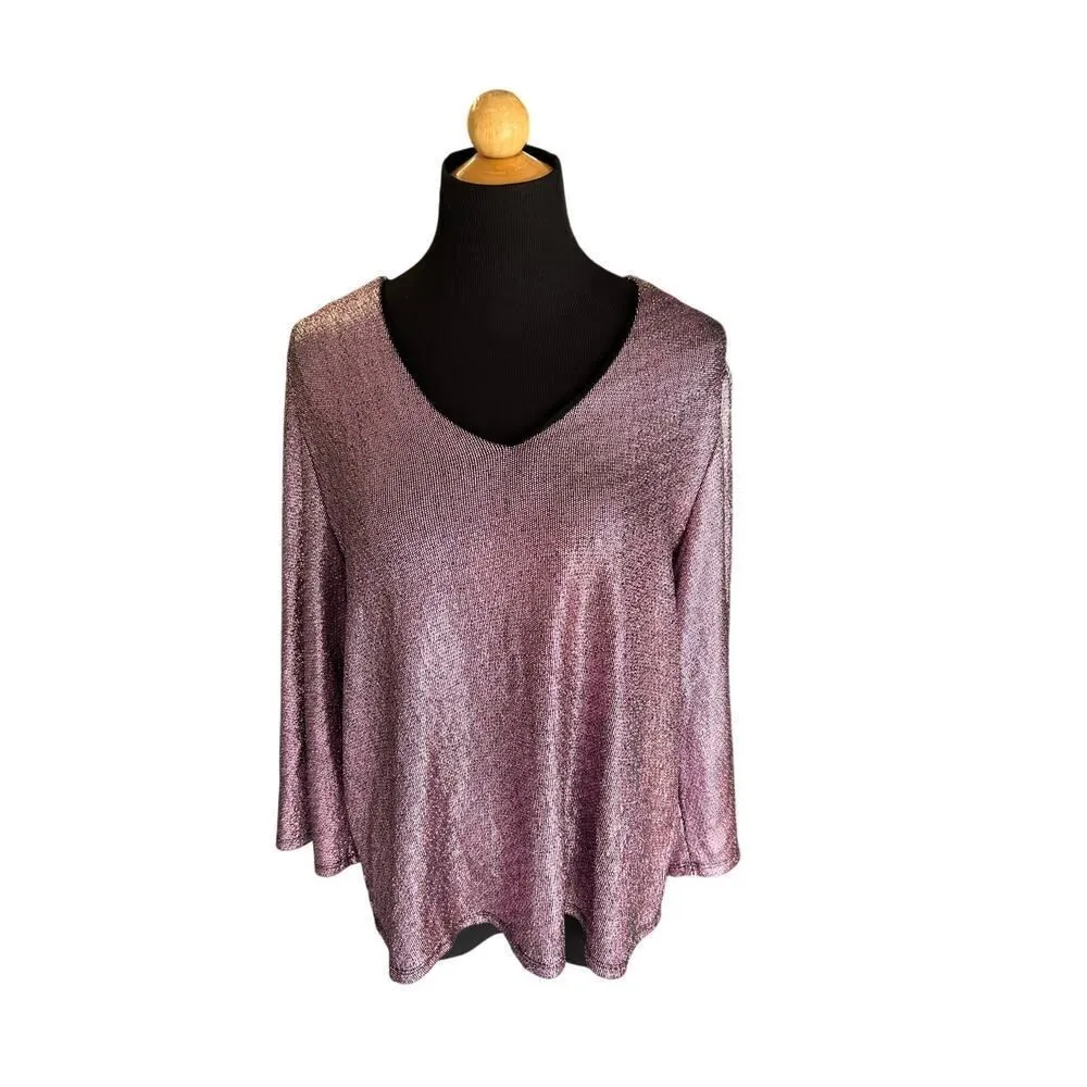 CARMELA PINK METALLIC GLITTER TOP BLOUSE - Image 3