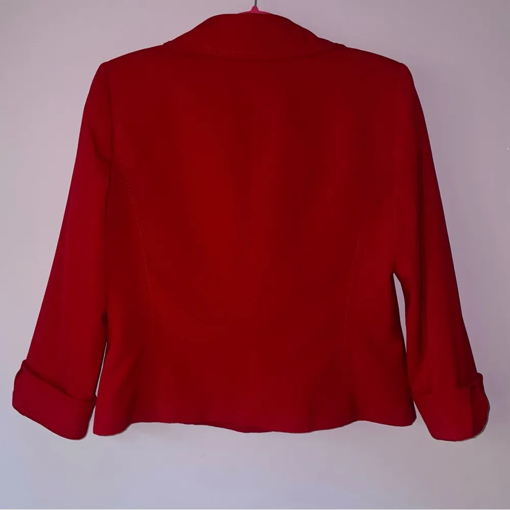 Tahari Size 6 Blazer Red Button Collar Suit Jacket - Image 6