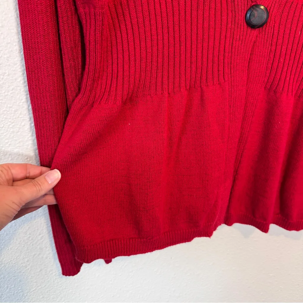 Nic & Zoe Red Knit Cardigan Sweater Womens XL Shawl Collar Preppy Casual Fall - Image 9