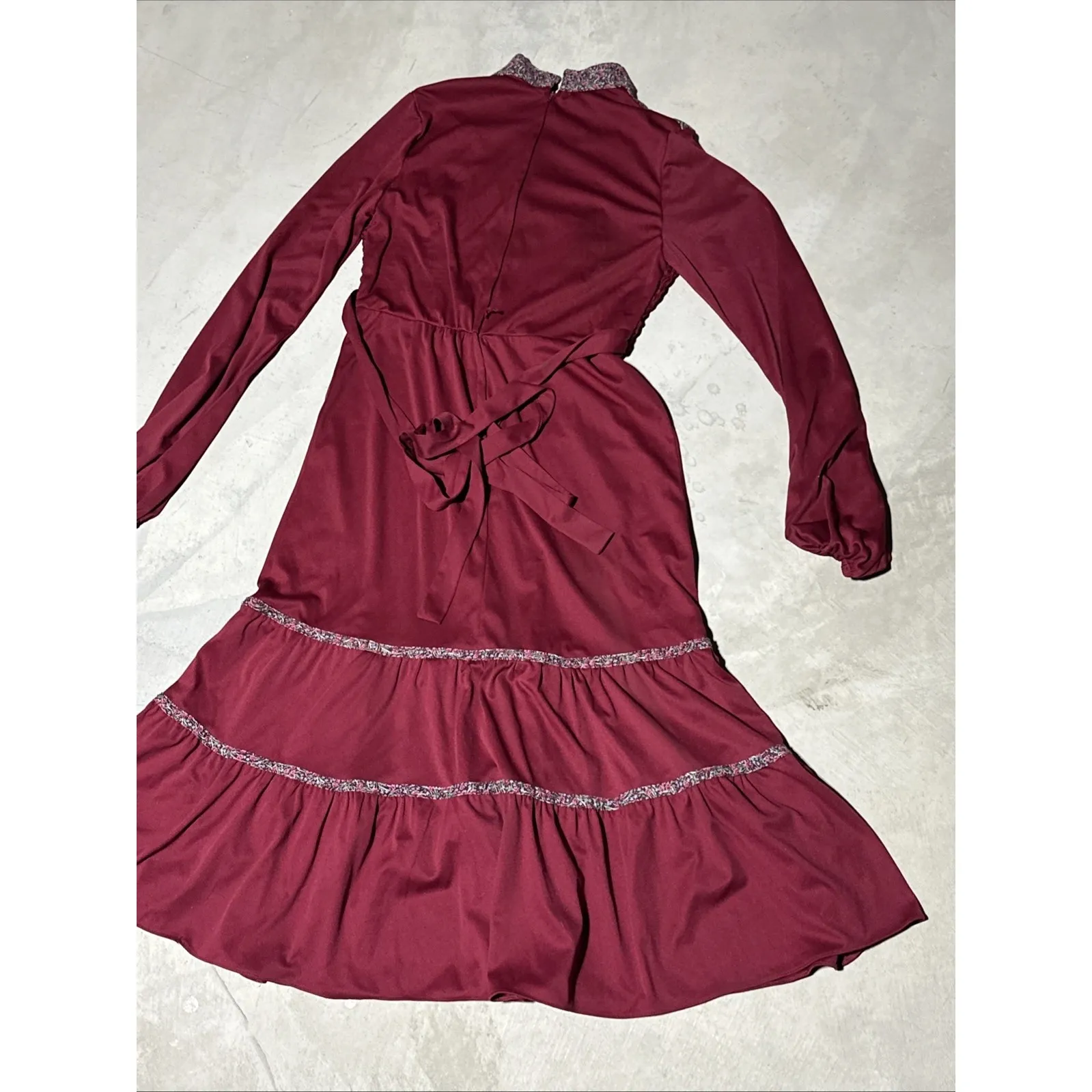 VTG 70's Rags by Kressandra Burgundy Floral Lace Gothic Witchy Dress 11 Vampire Red Size undefined - Image 15