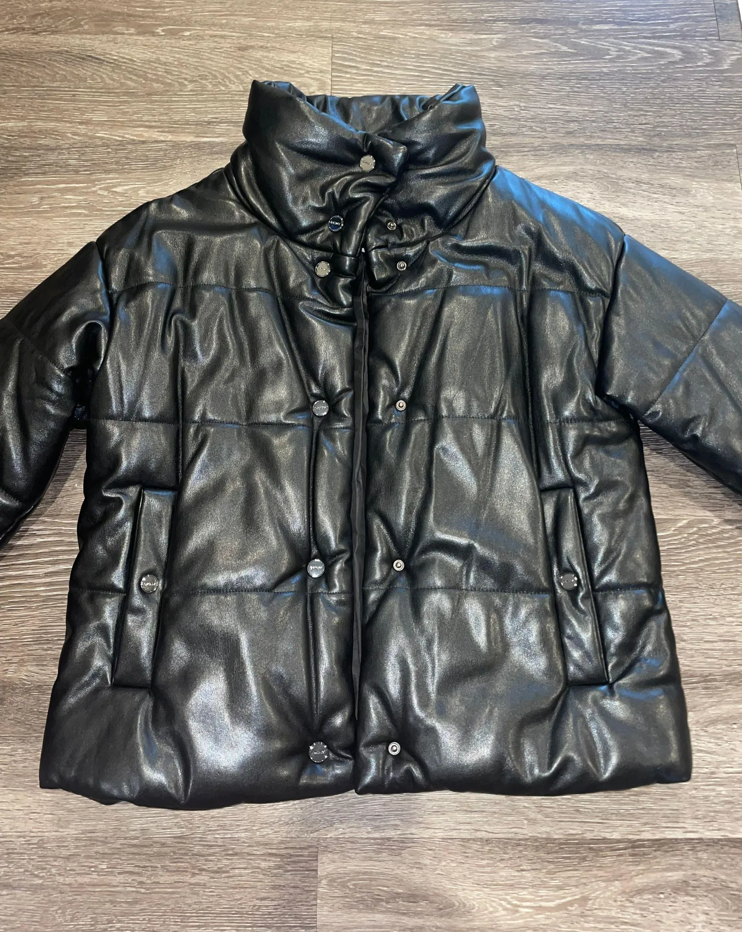 DKNY Faux-Leather Puffer Coat - Image 2