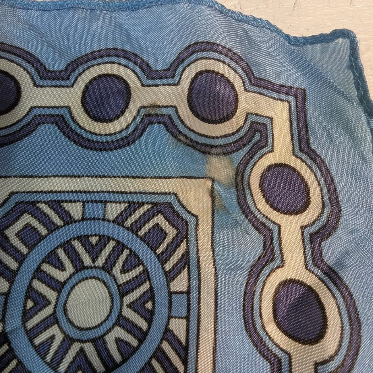 Primstyle Italy Geometric Square Scarf – Blue Acetate Rayon FLAW - Image 5