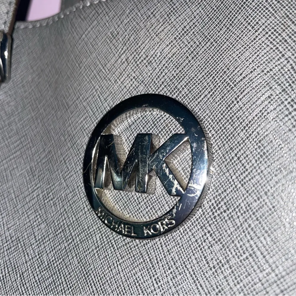 Michael Kors Saffiano Leather Shoulder Bag Tote Gray - Image 4