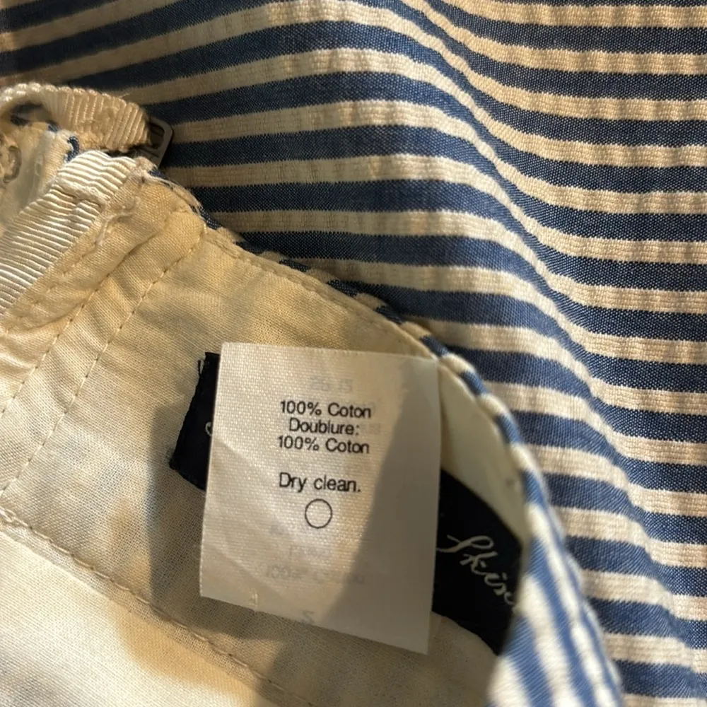 J.Crew Black Label The Pencil Skirt Sz 2 Seersucker Blue White Cotton Knee - Image 4