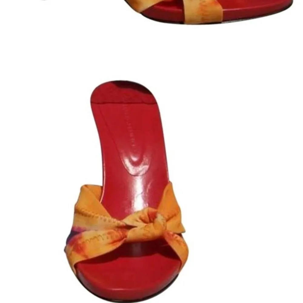 Donald Pliner Orange Tie Dye Mesh Elastic Leather Strappy Shoe Sandal $225 NIB Size 9.5 - Image 4