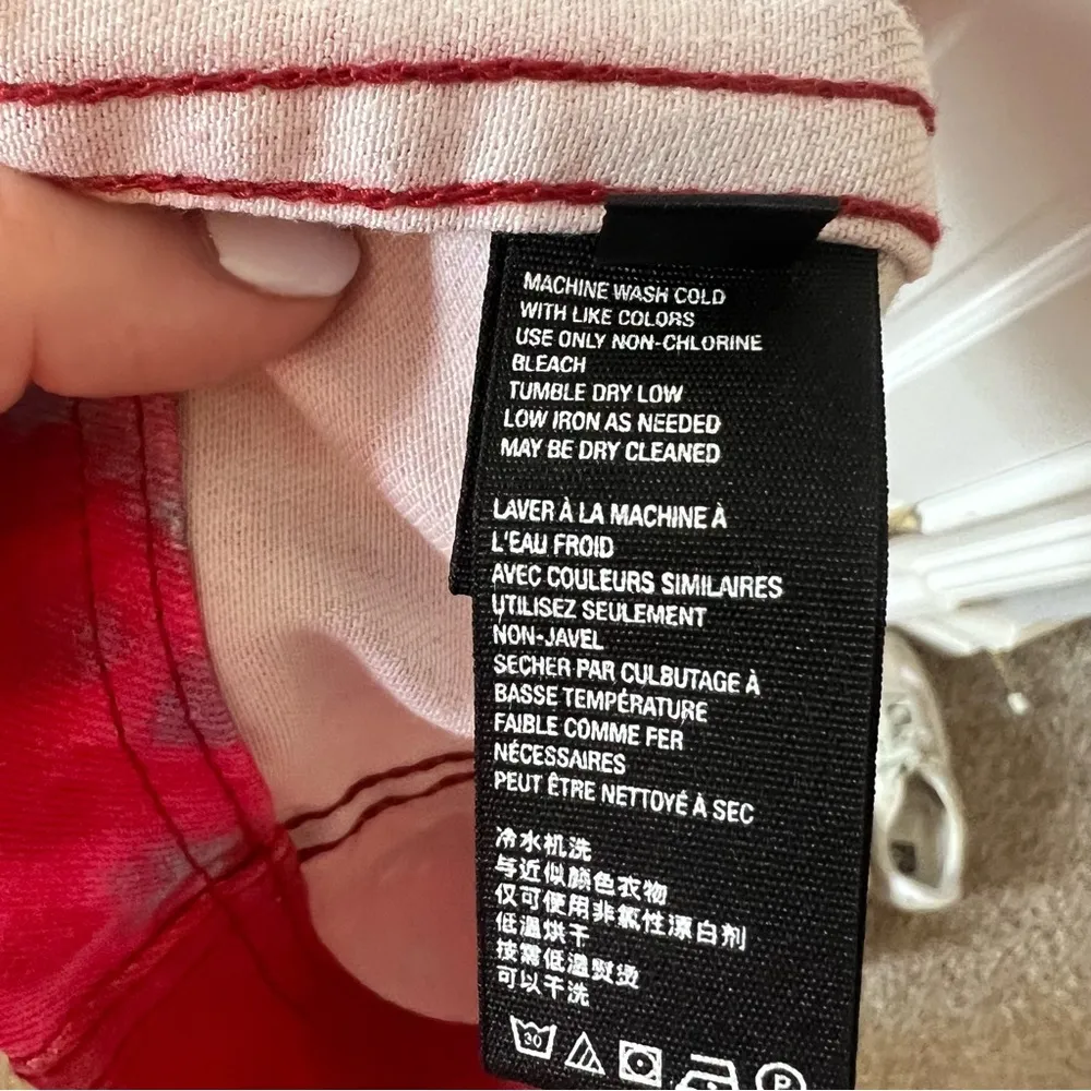 Free People Modern Femme Red Tie-Dye Denim Mini Skirt - Image 5