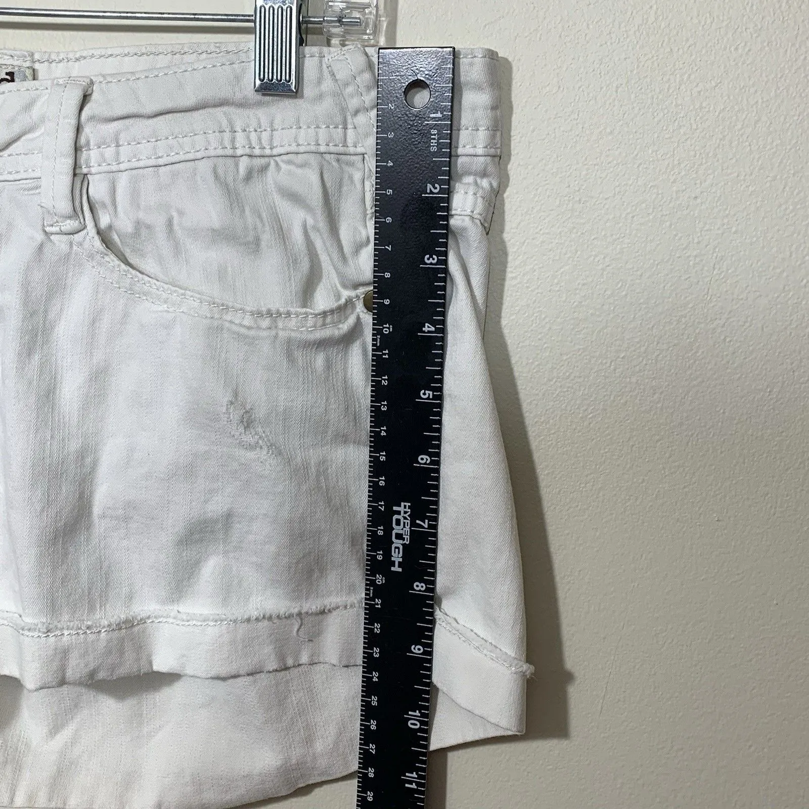 Mudd Juniors White Jeans Shorts Size 9 Rolled Hem Stretch Cotton Summer Casual - Image 5