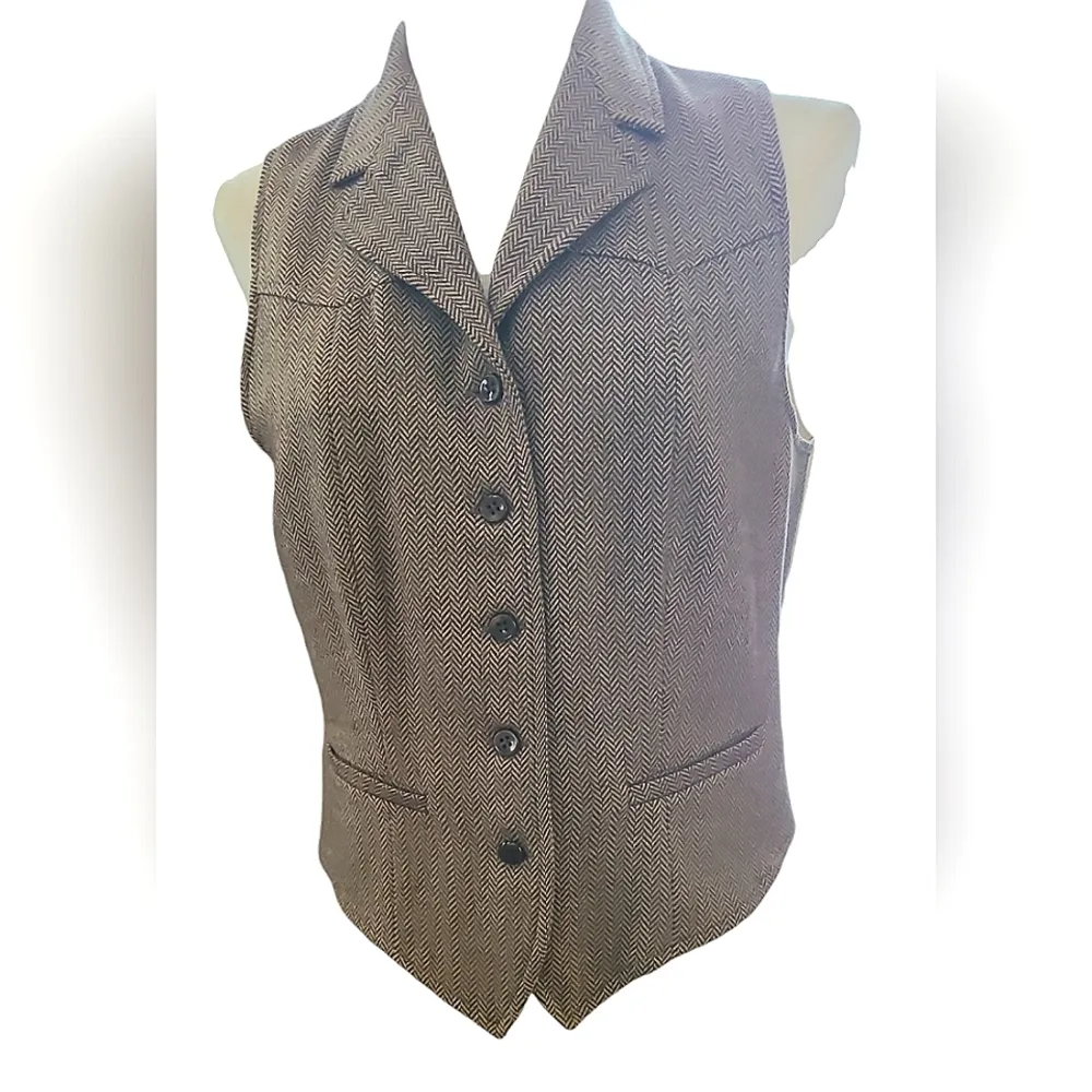 Massimo Rebecchi Brown & Cream Herringbone Jacket w/ Vest IT46 Size 10 - Image 6
