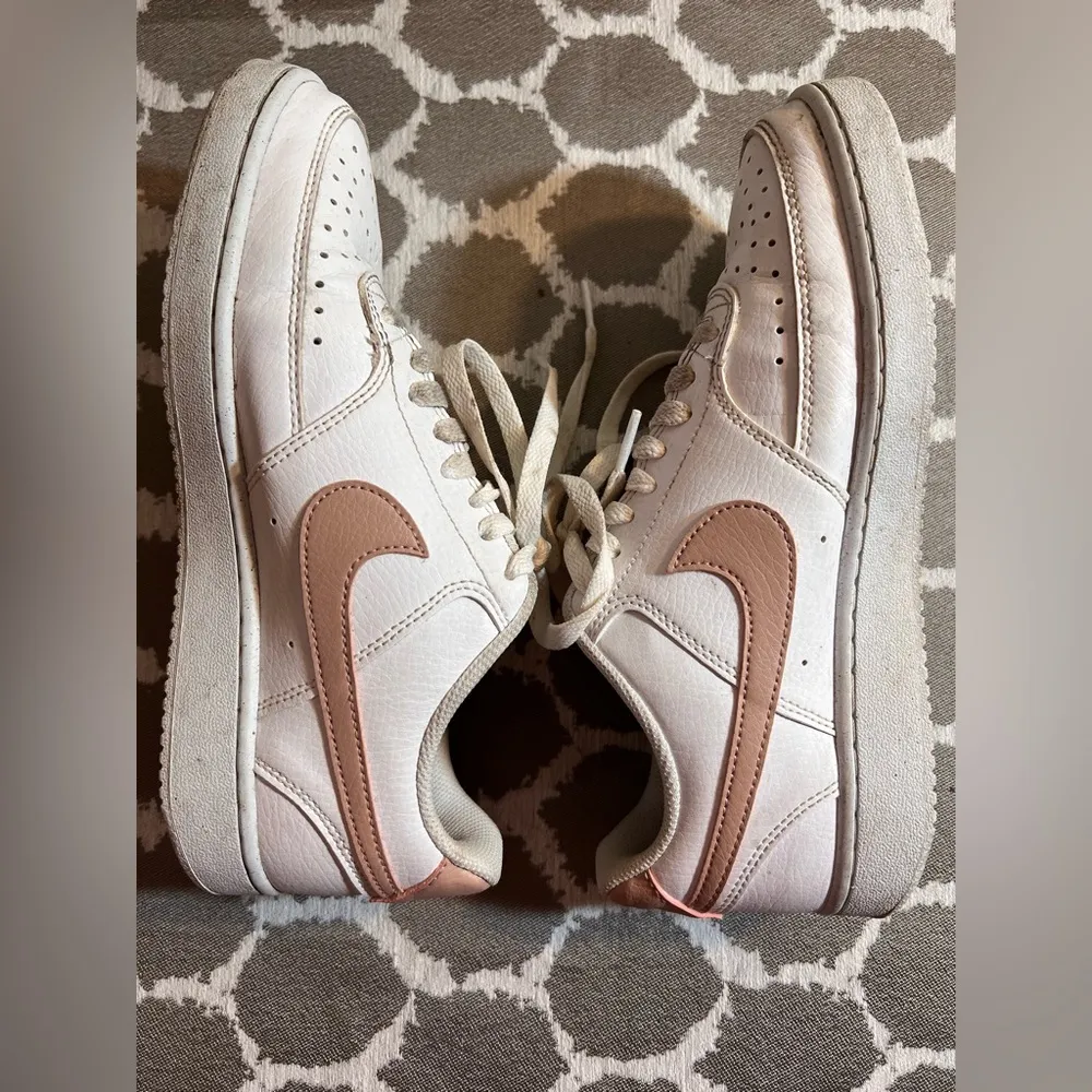 Nike White and Pink Retro Sneakers Court Vision  with Leather Upper gently worn - Image 8