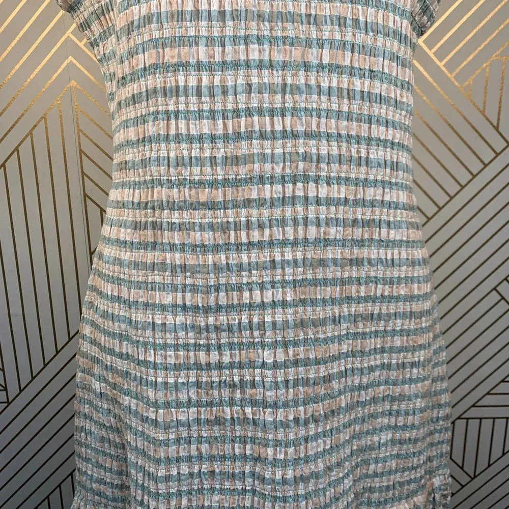 Veronica Beard Cici White‎ Seersucker Smocked Mini Dress Ruffle Hem Size 12 NWT - Image 5